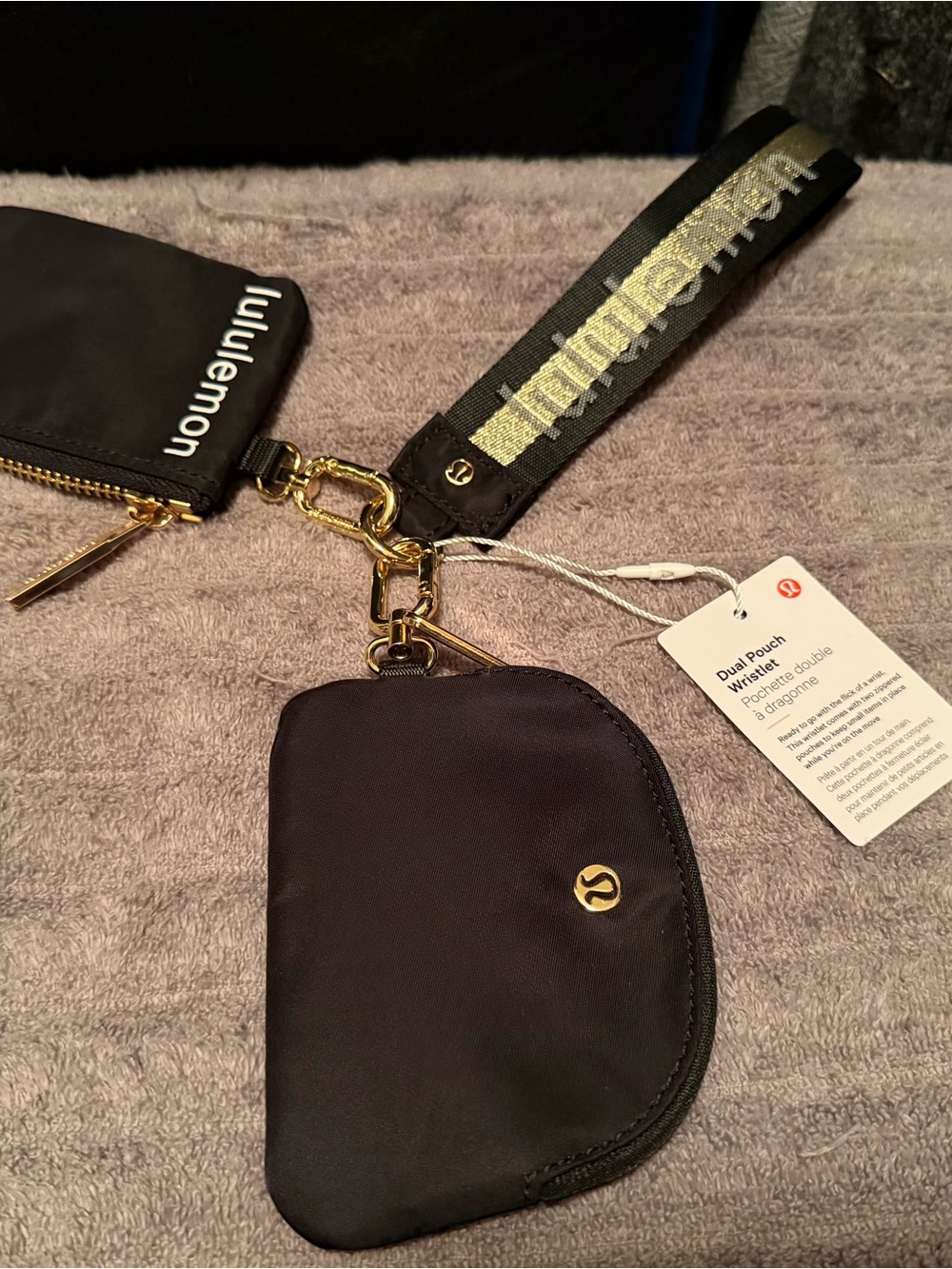 lululemon athletica White and Red Dual Pouch Wristlet Tag